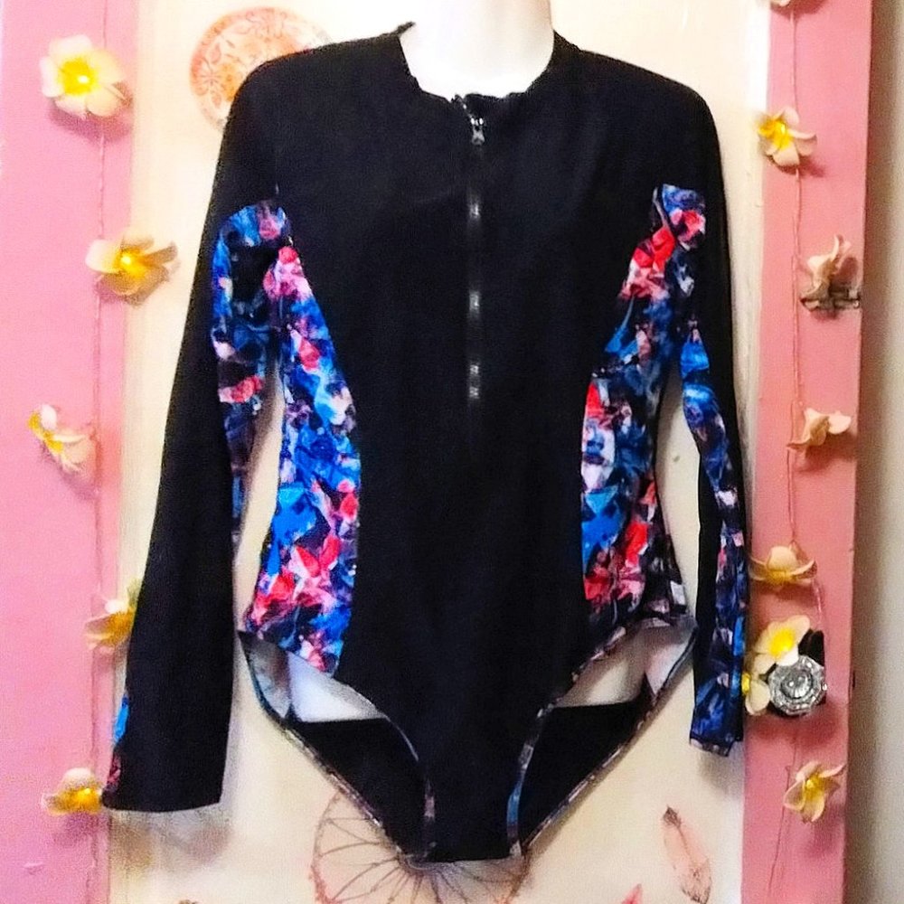 Rashguard (2XL) Long Sleeve Front Zip Surf One Piece